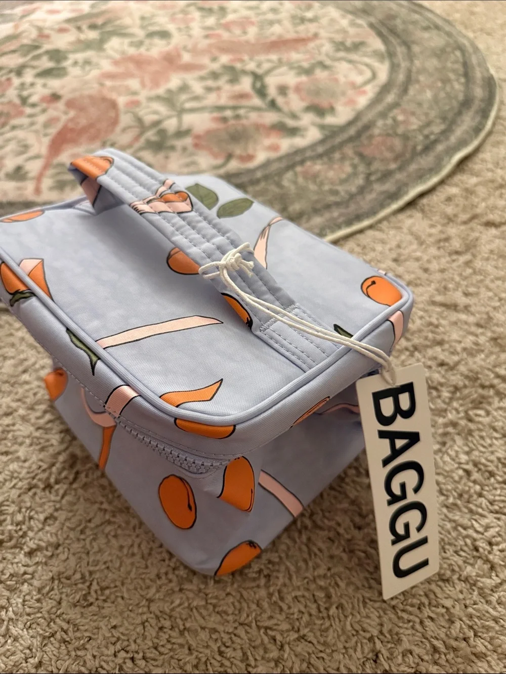 BAGGU Light Blue Citrus Print Large Cosmetic Case